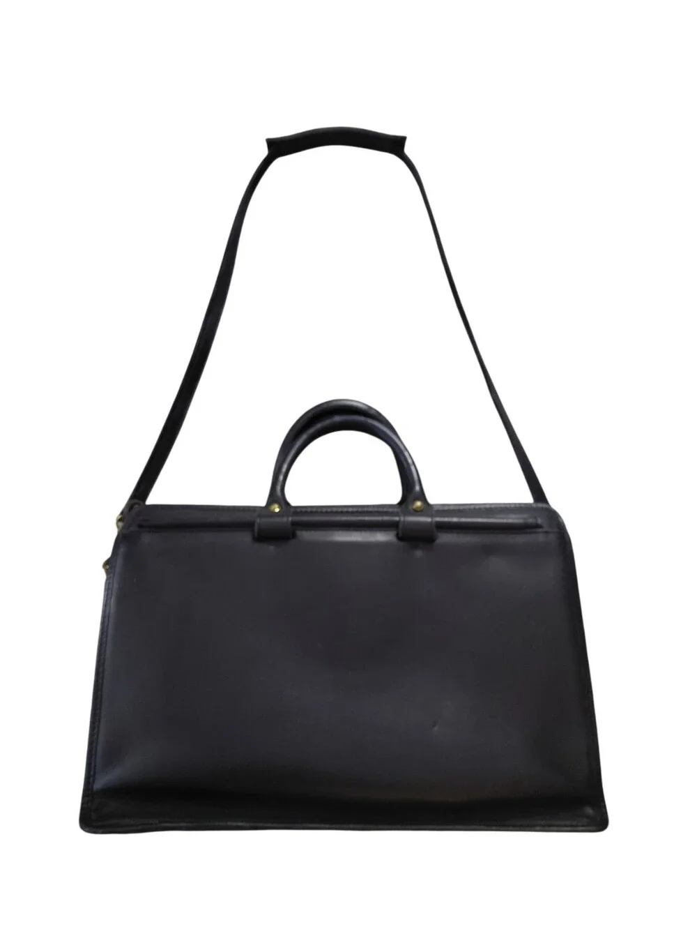 Jack George Men's Vintage Black Leather Briefcase Computer Bag   With Strap